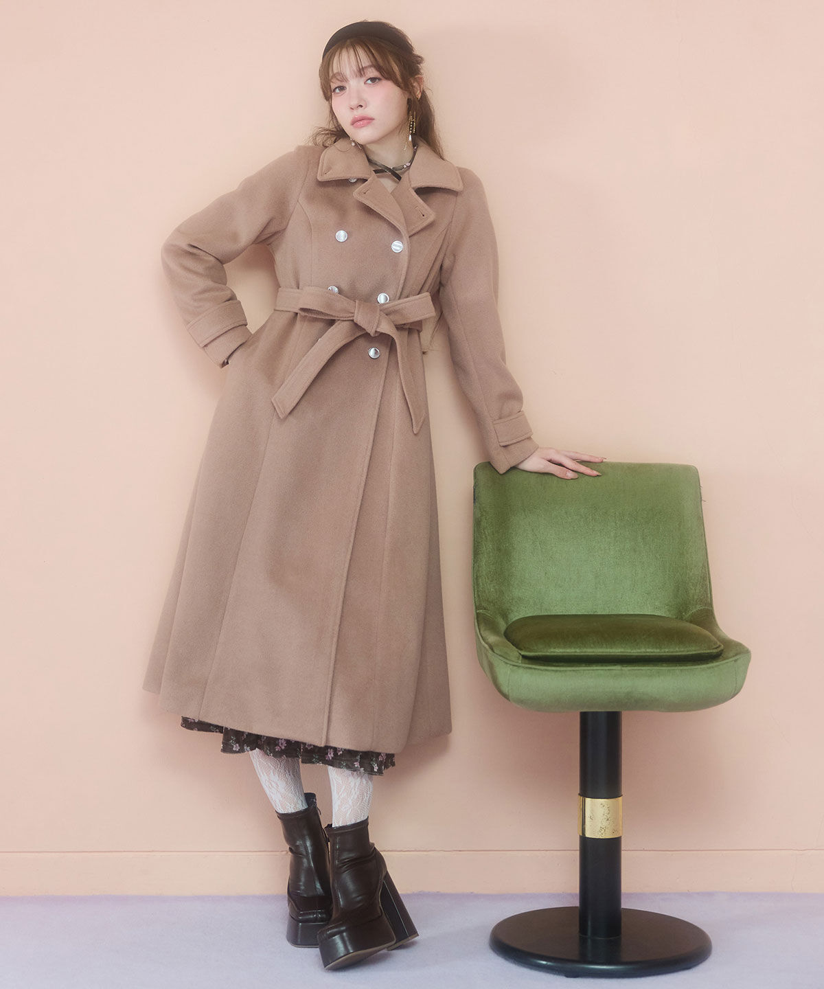 REDYAZEL「2WAYカラーダブルロングコート」|ステンカラーコート|