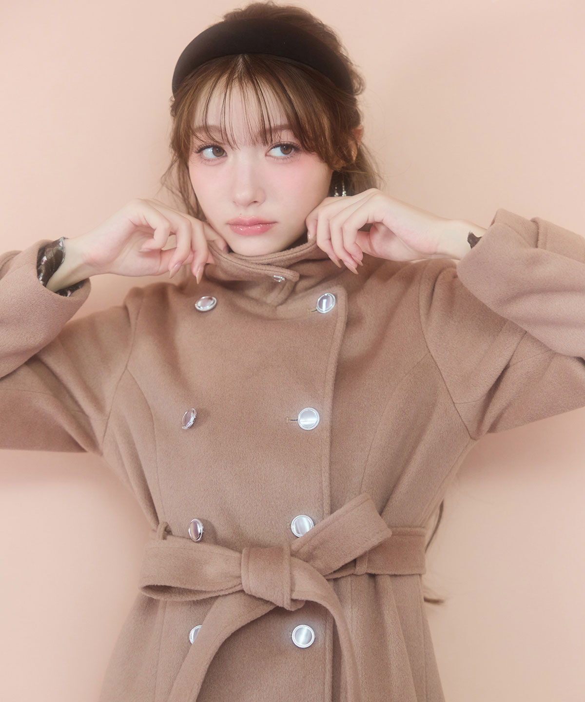 REDYAZEL「2WAYカラーダブルロングコート」|ステンカラーコート|