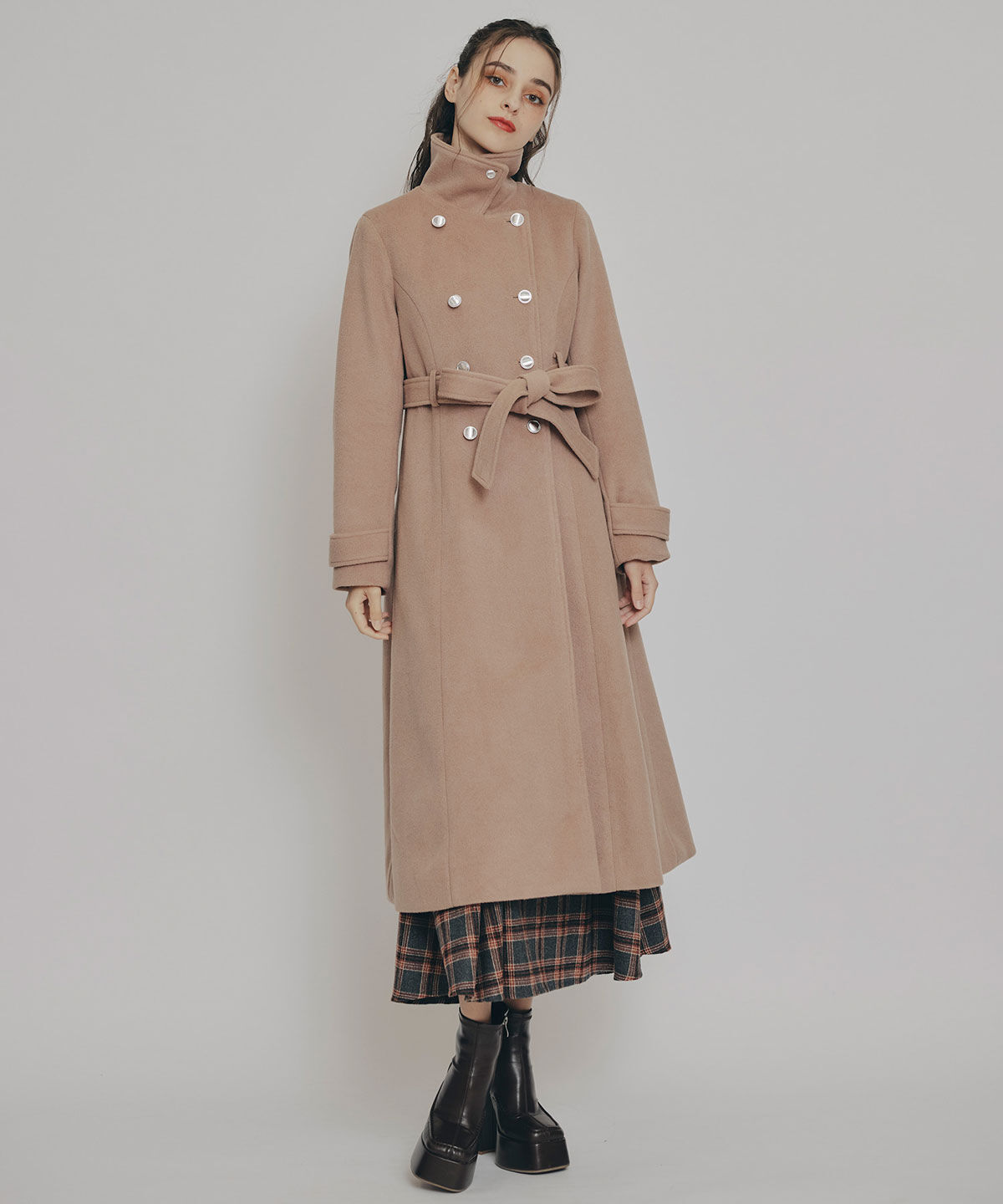 REDYAZEL「2WAYカラーダブルロングコート」|ステンカラーコート|