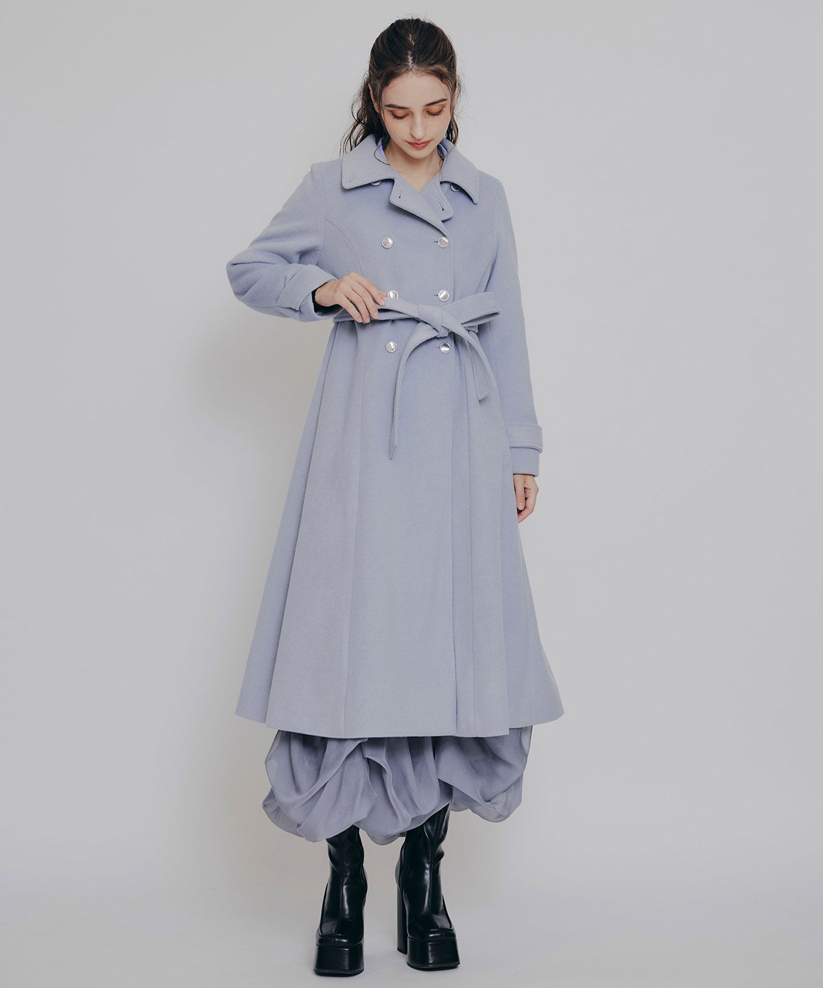 REDYAZEL「2WAYカラーダブルロングコート」|ステンカラーコート|