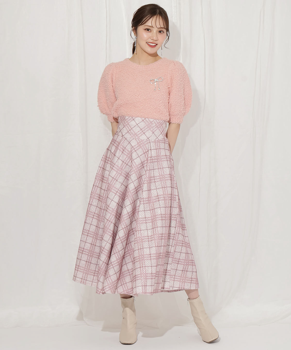 WILLSELECTION「リボンブローチ付きテディヤーンニット」|ニット・セーター|