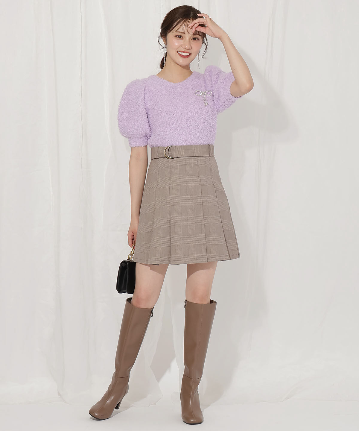 WILLSELECTION「リボンブローチ付きテディヤーンニット」|ニット・セーター|