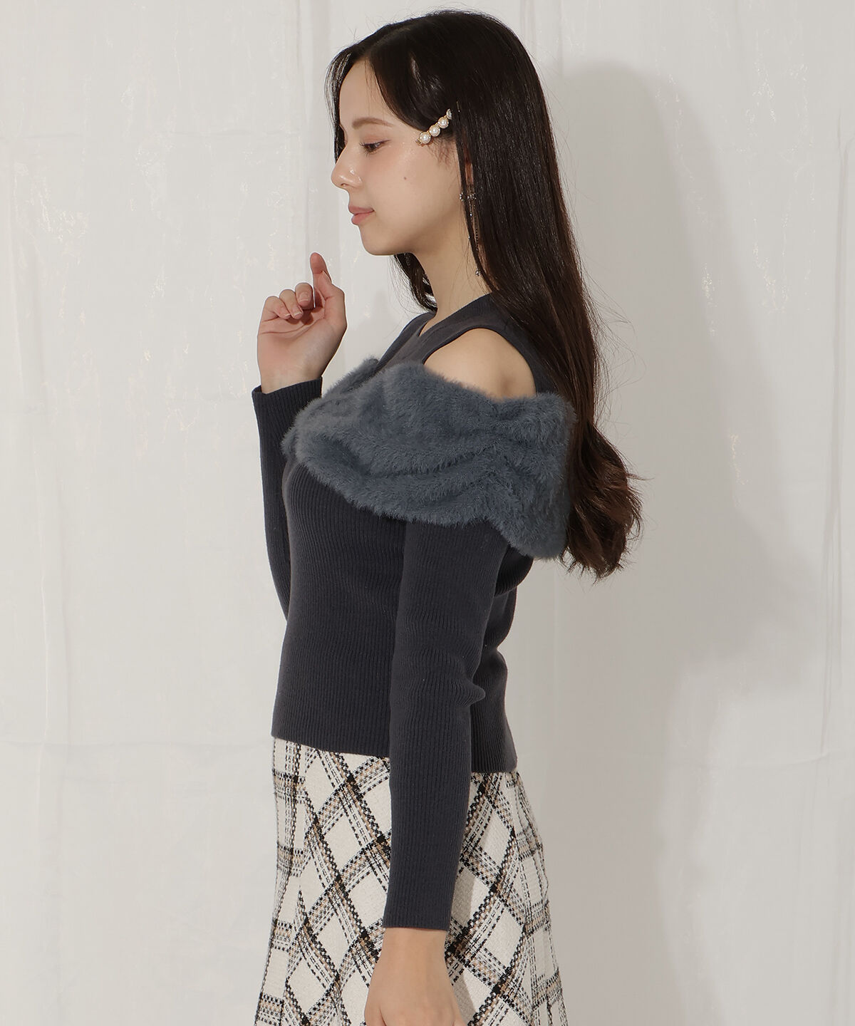 WILLSELECTION「リボンシャギーオフショル」|ニット・セーター|