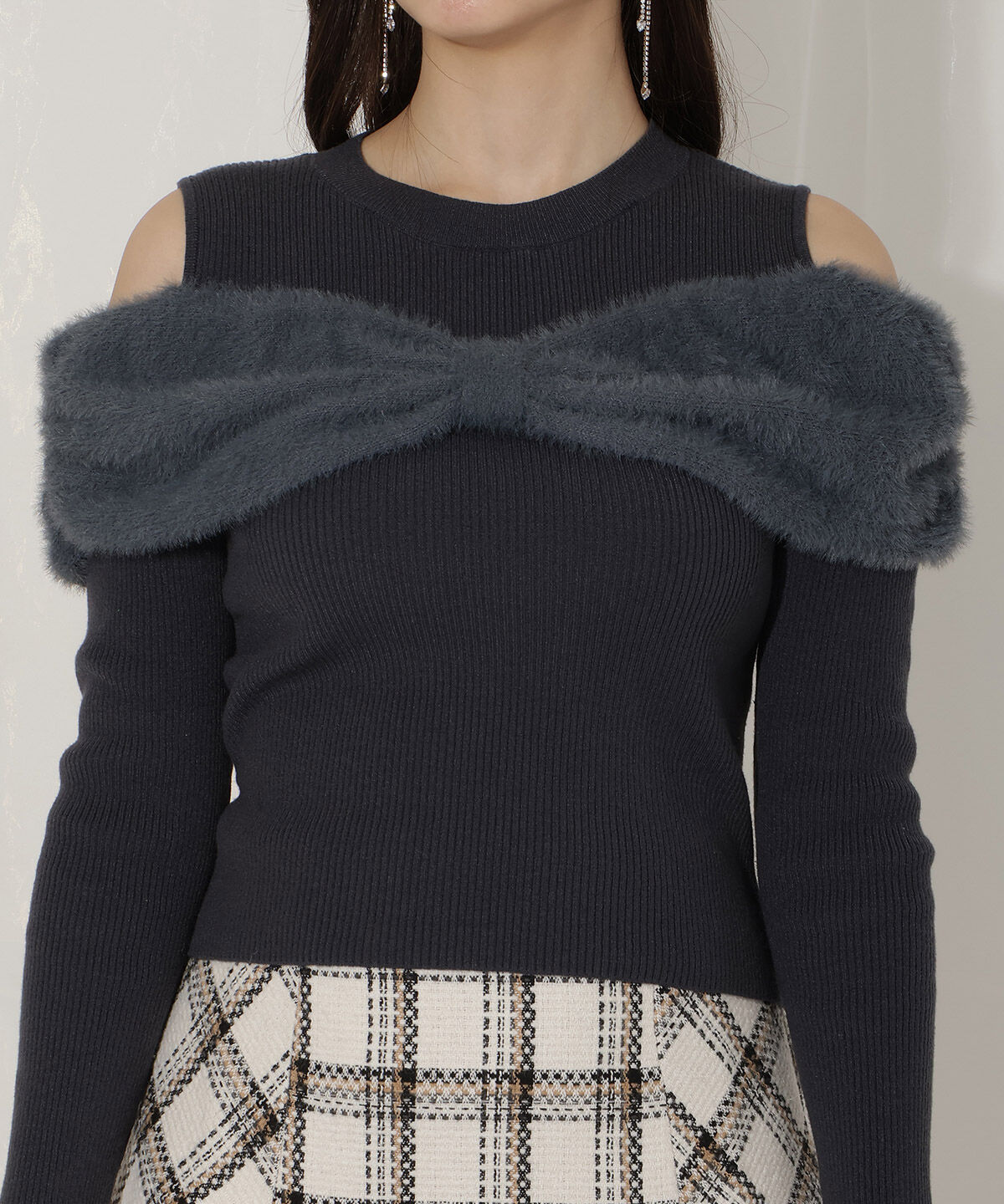 WILLSELECTION「リボンシャギーオフショル」|ニット・セーター|