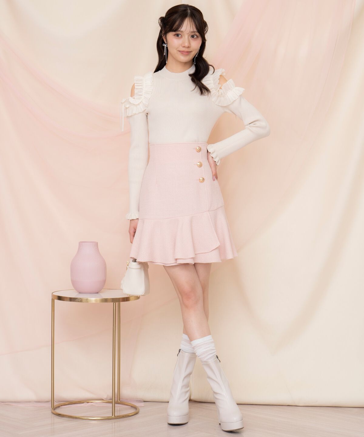 WILLSELECTION「アシメヘムツイードミニスカート」|フレア|