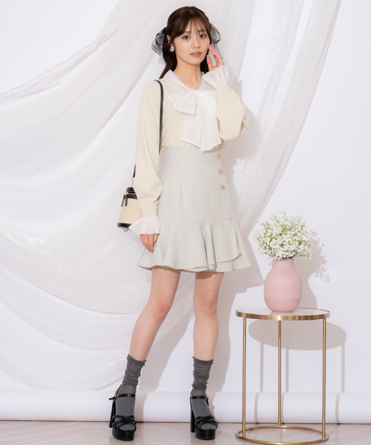 WILLSELECTION「アシメヘムツイードミニスカート」|フレア|