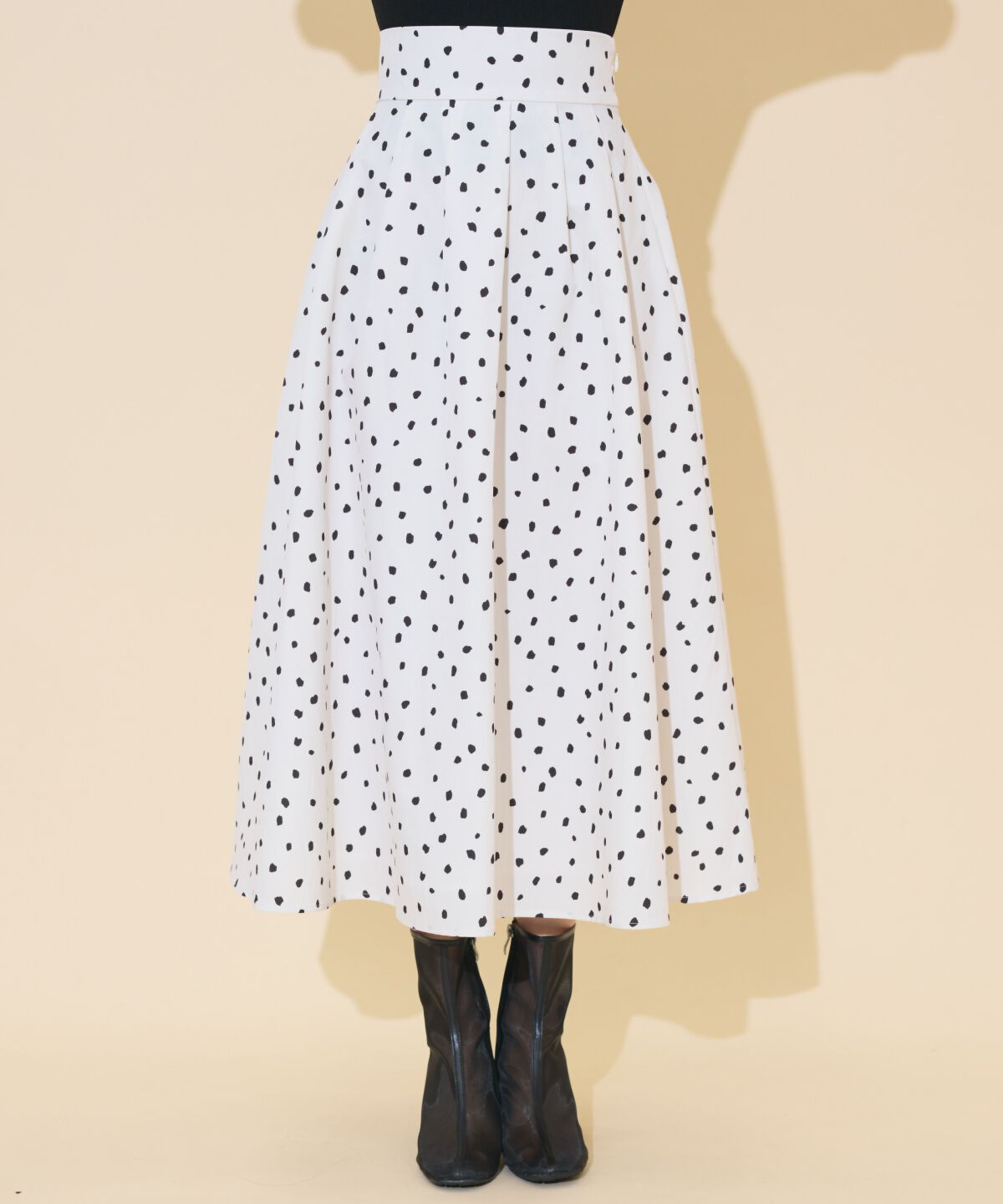 WILLSELECTION「ダルメシアンプリントボリュームタックスカート」|フレア|