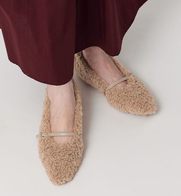 UNITED ARROWS「フェイクファー フラットパンプス」|パンプス|BEIGE