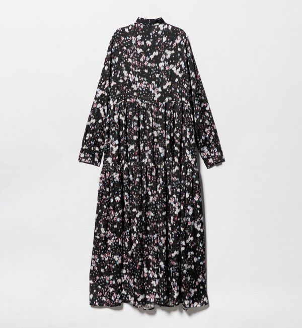 UNITED ARROWS「サテン フラワープリント ボウタイ ワンピース ‐ウォッシャブル‐」|ワンピース|