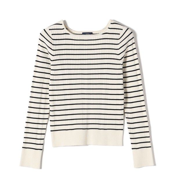 SHIPS for women「〈手洗い可能〉フェルガナ コットン ランダム リブ スクエアネック プルオーバー ◇」|ニット・セーター|