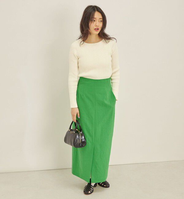 SHIPS for women「〈手洗い可能〉フェルガナ コットン ランダム リブ スクエアネック プルオーバー ◇」|ニット・セーター|