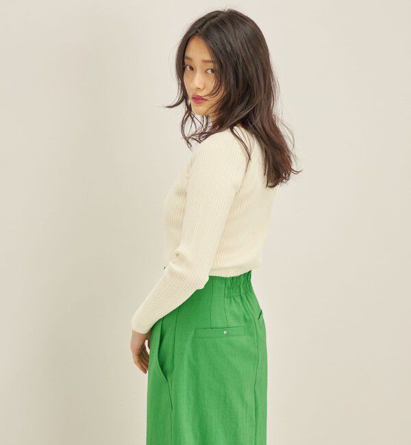 SHIPS for women「〈手洗い可能〉フェルガナ コットン ランダム リブ スクエアネック プルオーバー ◇」|ニット・セーター|