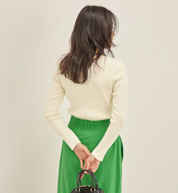 SHIPS for women「〈手洗い可能〉フェルガナ コットン ランダム リブ スクエアネック プルオーバー ◇」|ニット・セーター|