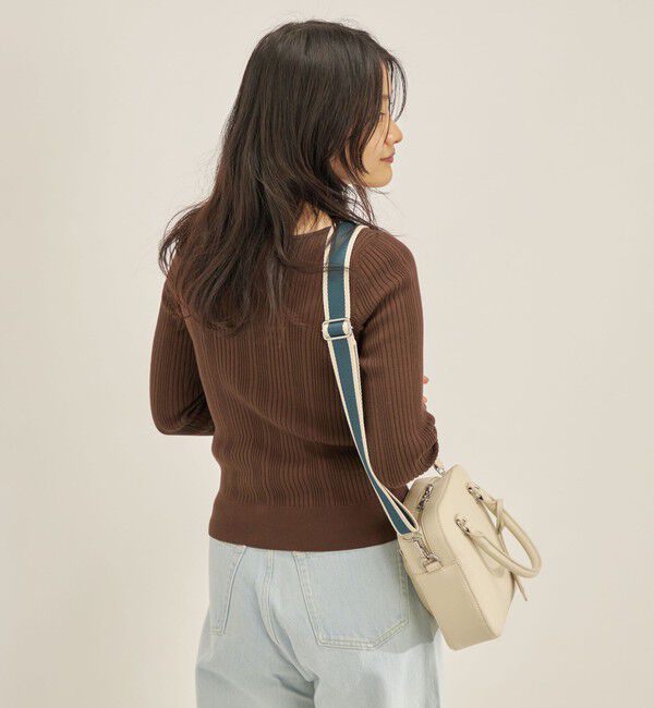 SHIPS for women「〈手洗い可能〉フェルガナ コットン ランダム リブ スクエアネック プルオーバー ◇」|ニット・セーター|