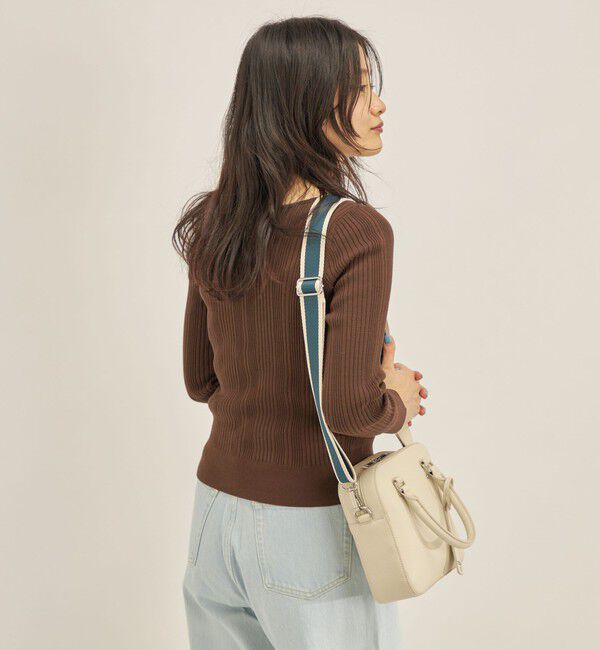 SHIPS for women「〈手洗い可能〉フェルガナ コットン ランダム リブ スクエアネック プルオーバー ◇」|ニット・セーター|