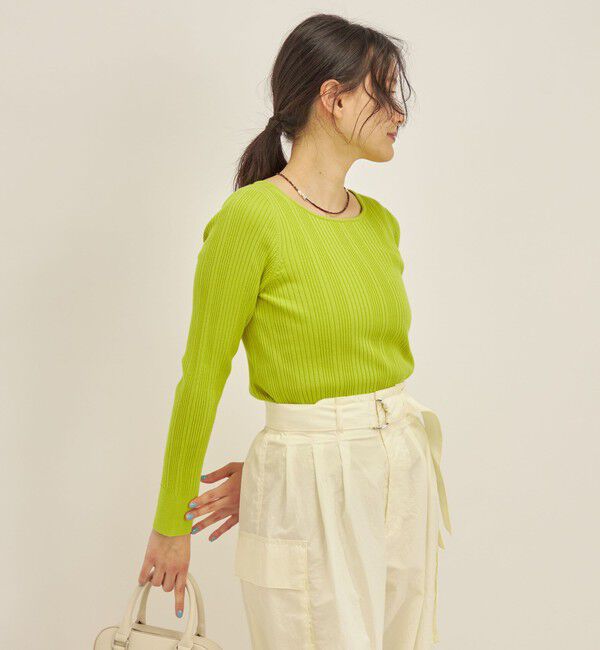 SHIPS for women「〈手洗い可能〉フェルガナ コットン ランダム リブ スクエアネック プルオーバー ◇」|ニット・セーター|