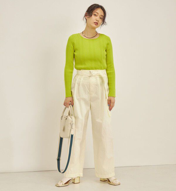 SHIPS for women「〈手洗い可能〉フェルガナ コットン ランダム リブ スクエアネック プルオーバー ◇」|ニット・セーター|