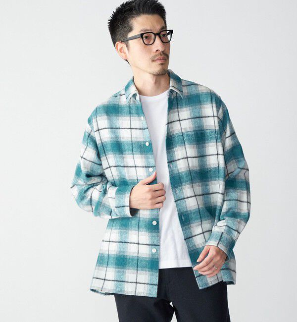 SHIPS「SHIPS :イタリーヤーン チェック シャギー シャツ アウター」|シャツ・ブラウス|