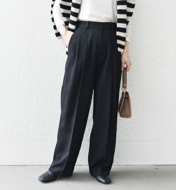 SHIPS any「SHIPS any: 〈洗濯機可能〉アイビー タック パンツ 2」|その他|ブラック