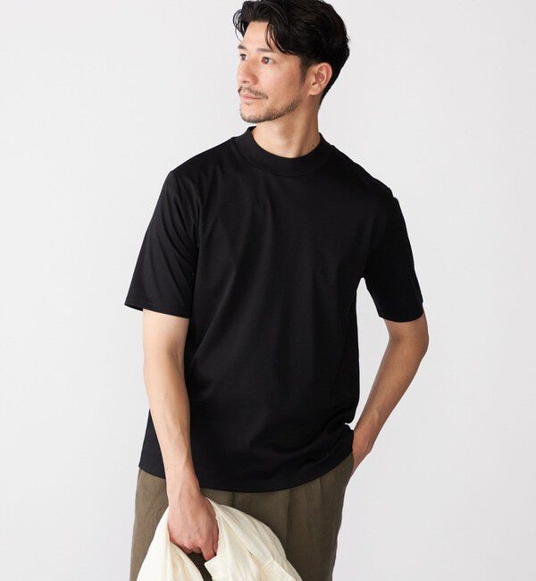 SHIPS「SHIPS: ALBINI モックネック ショートスリーブ Tシャツ」|Tシャツ・カットソー|ブラック