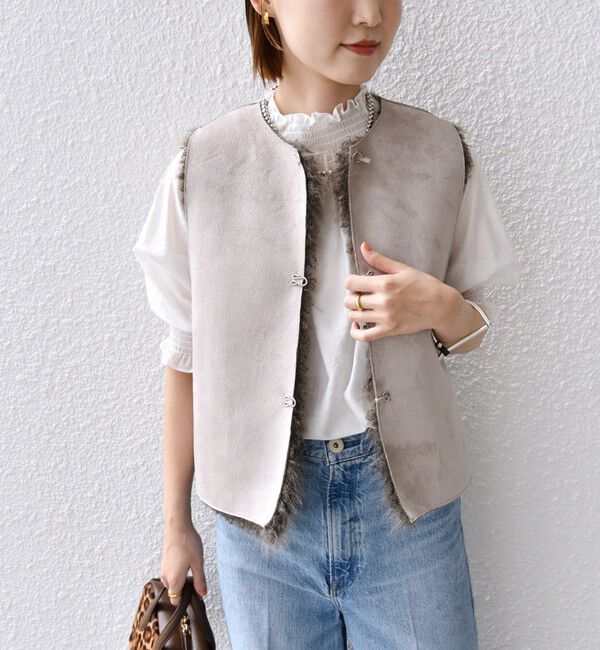 SHIPS for women「リバーシブル フェイクファー ボンディング ジレ」|ベスト・ジレ|