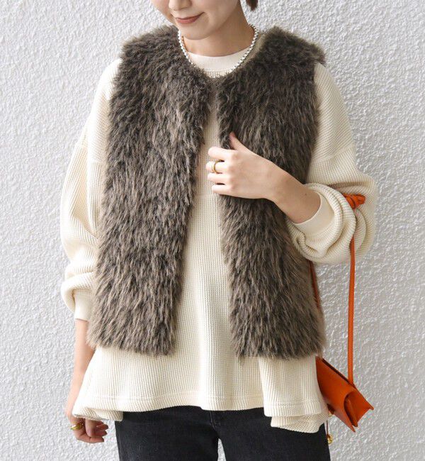 SHIPS for women「リバーシブル フェイクファー ボンディング ジレ」|ベスト・ジレ|