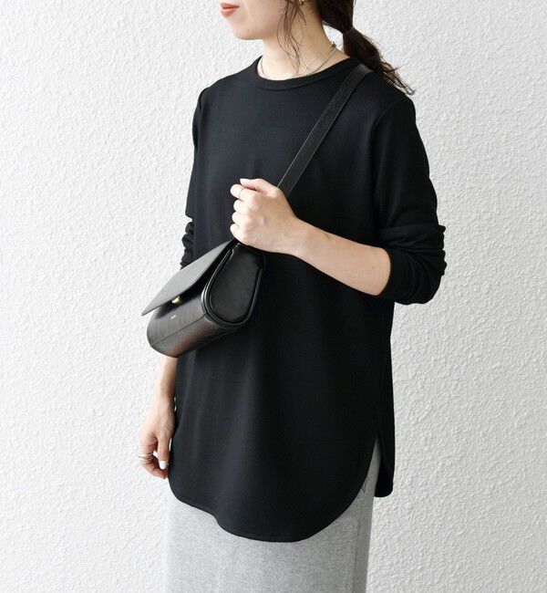 SHIPS any「SHIPS any:〈手洗い可能〉ウール ソフトシアー ラウンドヘム ロングスリーブ TEE」|Tシャツ・カットソー|ブラック