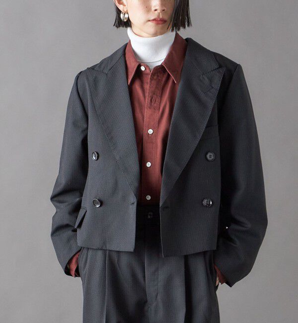 SHIPS for women「SHIPS NINE CASE:ショート ジャケット」|テーラードジャケット|ダークグレー