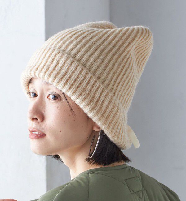 SHIPS for women「2WAY リボン ニット キャップ」|ニット帽|オフホワイト