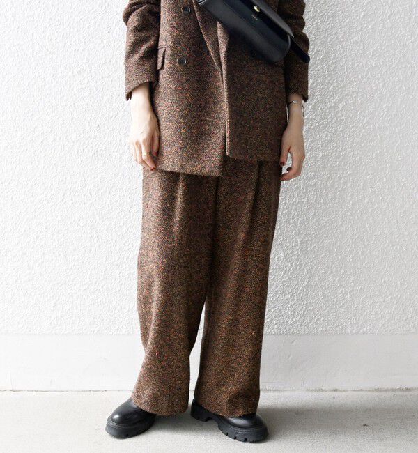 SHIPS any「SHIPS any: alfa-fi カラーネップ ツイード ワイド テーパード パンツ」|その他|ブラウン