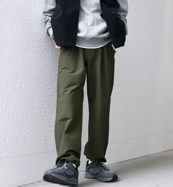SHIPS any「SHIPS any: ストレッチ 裏起毛 ウォーム 2タック ワイド イージー パンツ◇」|チノ|オリーブ