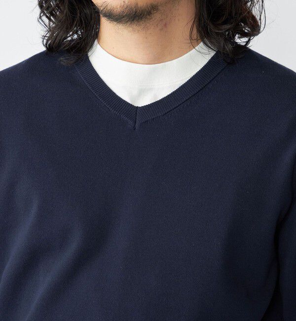 SHIPS「【WEB限定】SHIPS:〈ネックが選べる/手洗い可能〉テレワーク ビズ ワンポイント ロゴ ニット」|ニット・セーター|