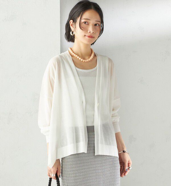 SHIPS for women「〈手洗い可能〉18G コットン ナイロン Vネック 1 ボタン カーディガン」|カーディガン|