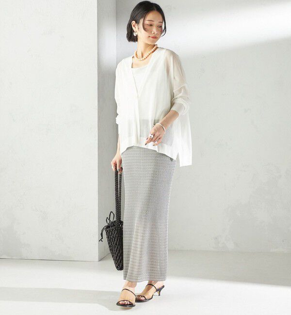 SHIPS for women「〈手洗い可能〉18G コットン ナイロン Vネック 1 ボタン カーディガン」|カーディガン|