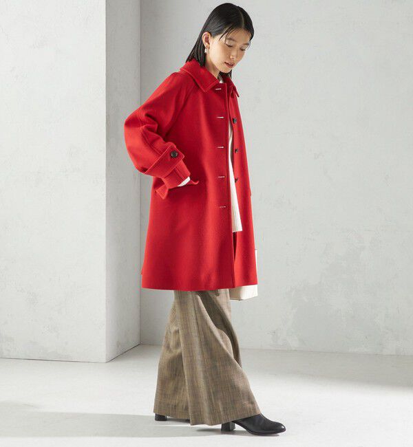 SHIPS for women「千鳥 / ソリッド ウール メルトン ステンカラー コート」|ステンカラーコート|