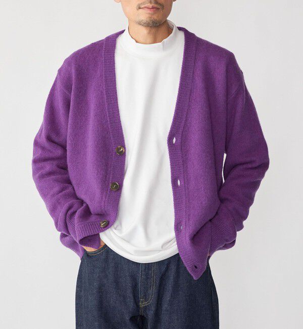 SHIPS「SHIPS: 5ゲージ ヤク ブレンド カーディガン」|カーディガン|パープル