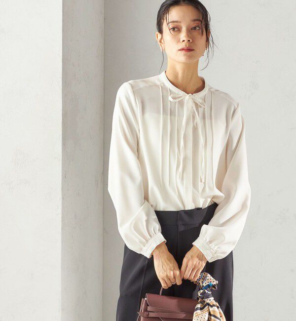 SHIPS for women「〈洗濯機可能〉無地 / プリント ピンタック ブラウス（セレモニー対応可）」|シャツ・ブラウス|オフホワイト