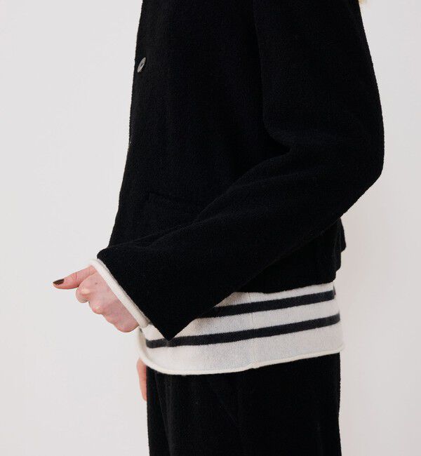 GALERIE VIE「ファインブークレー クルーネックジャケット」|ノーカラージャケット|