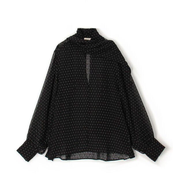 DES PRES「シルクドットプリント ボリュームタイブラウス」|シャツ・ブラウス|18 ブラック系