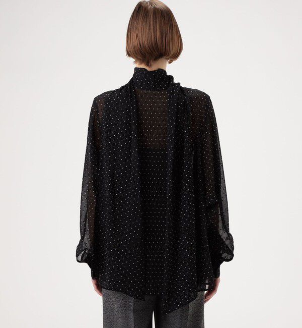 DES PRES「シルクドットプリント ボリュームタイブラウス」|シャツ・ブラウス|