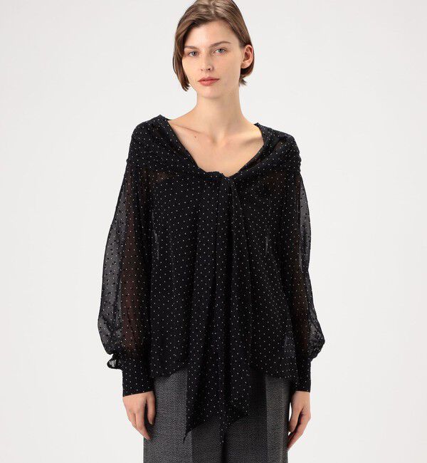 DES PRES「シルクドットプリント ボリュームタイブラウス」|シャツ・ブラウス|