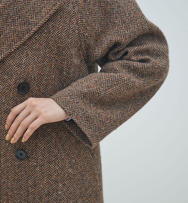 MACPHEE「カラーネップヘリンボーン ダブルブレストロングコート」|チェスターコート|