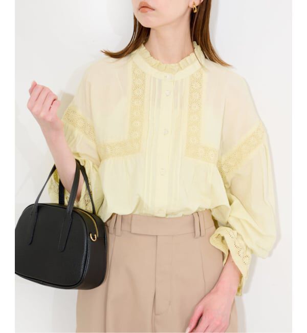 SLOBE IENA「コットンレースフリルブラウス」|シャツ・ブラウス|