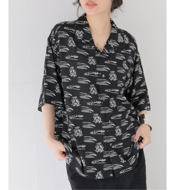 Paris Saint-Germain「【隈 研吾 &times; Paris Saint-Germain】グラフィックプリント オープンカラーシャツ」|シャツ・ブラウス|ブラック