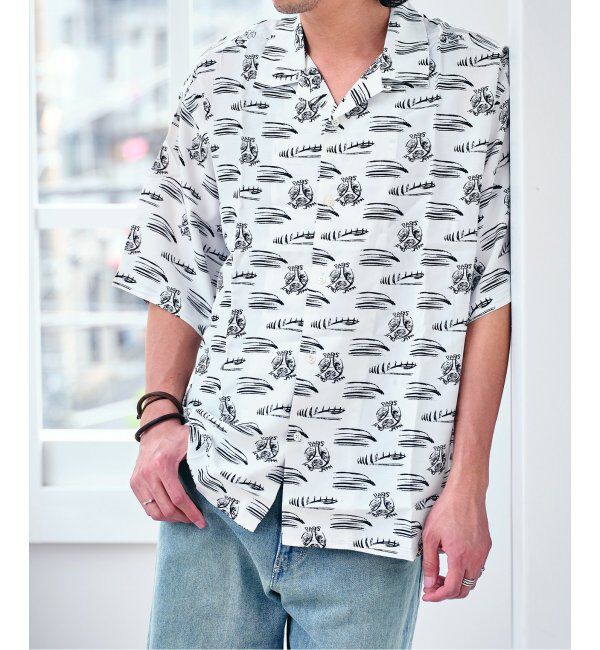 Paris Saint-Germain「【隈 研吾 &times; Paris Saint-Germain】グラフィックプリント オープンカラーシャツ」|シャツ・ブラウス|ホワイト