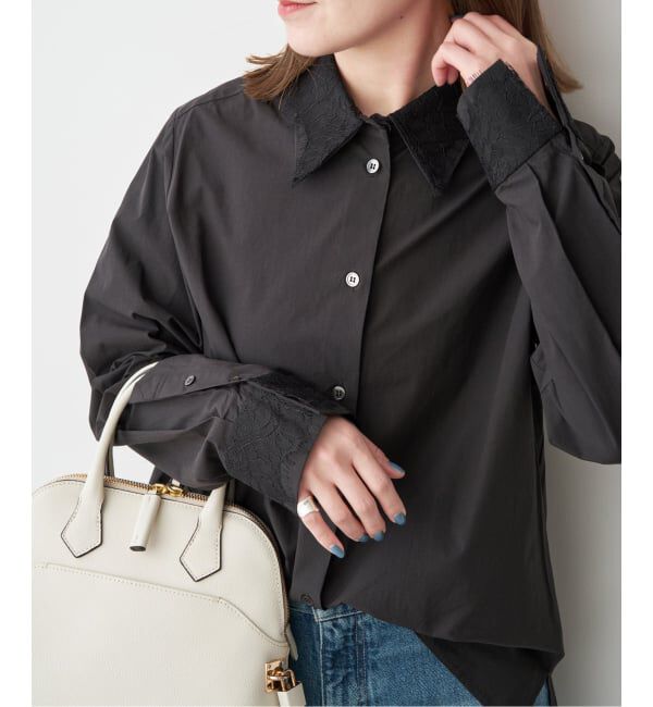 Spick and Span「レース襟シャツ」|シャツ・ブラウス|ブラック