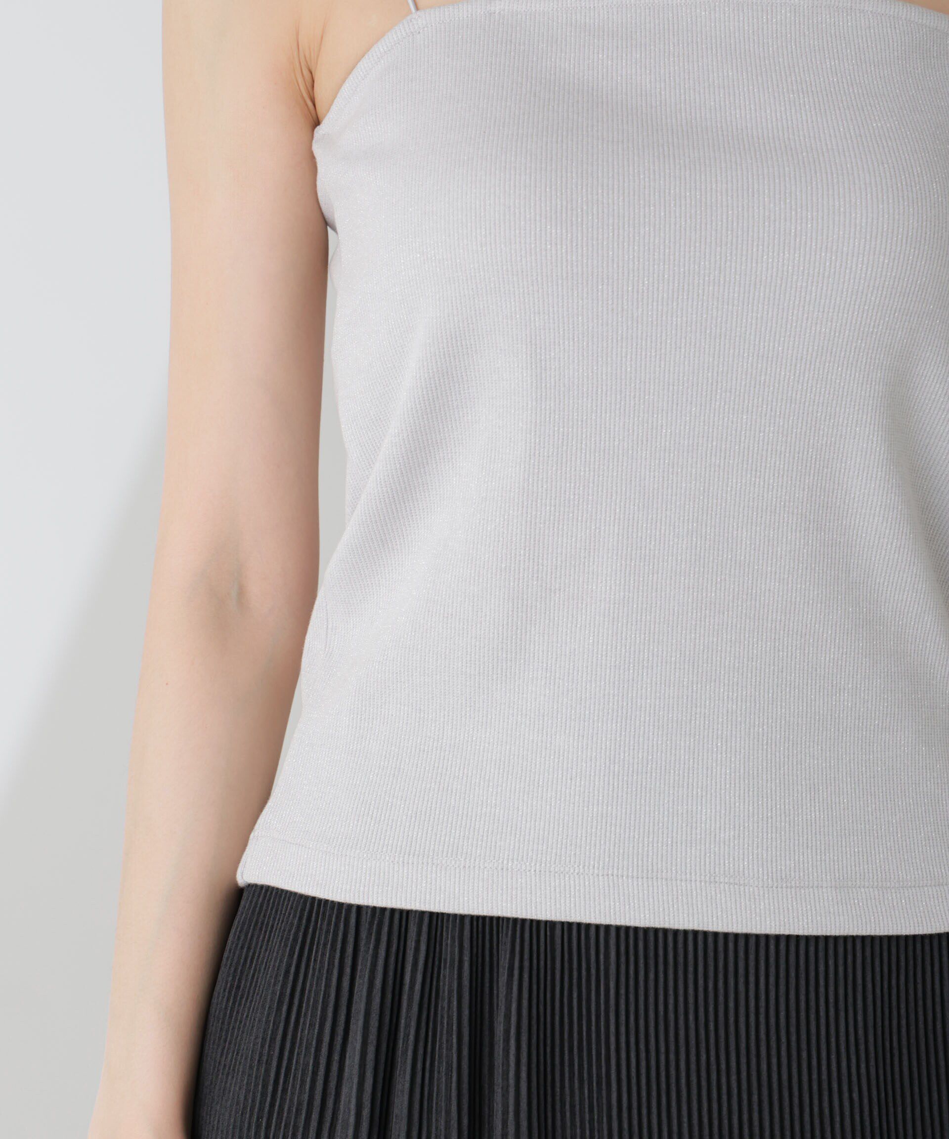 nano･universe「ラメテレコカップ付きアシメストラップキャミソール」|Tシャツ・カットソー|