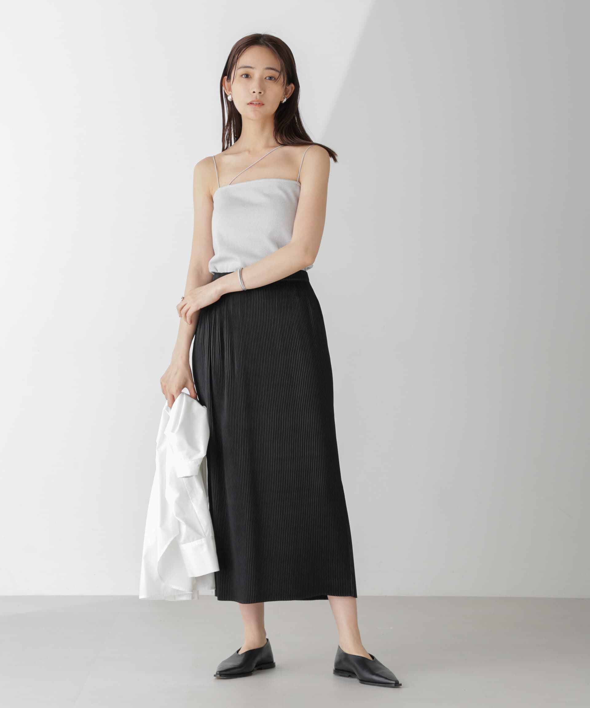 nano･universe「ラメテレコカップ付きアシメストラップキャミソール」|Tシャツ・カットソー|