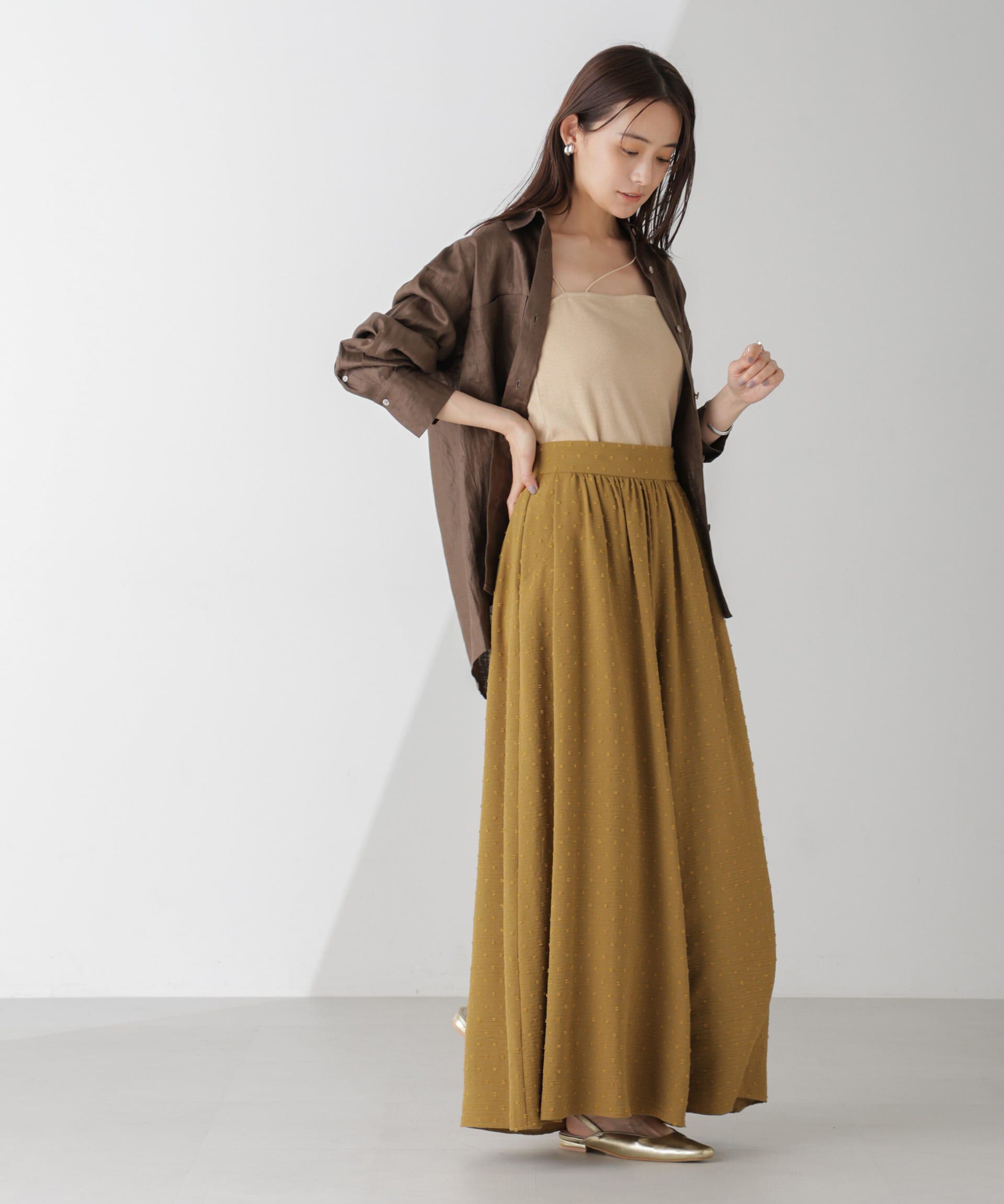 nano･universe「ラメテレコカップ付きアシメストラップキャミソール」|Tシャツ・カットソー|