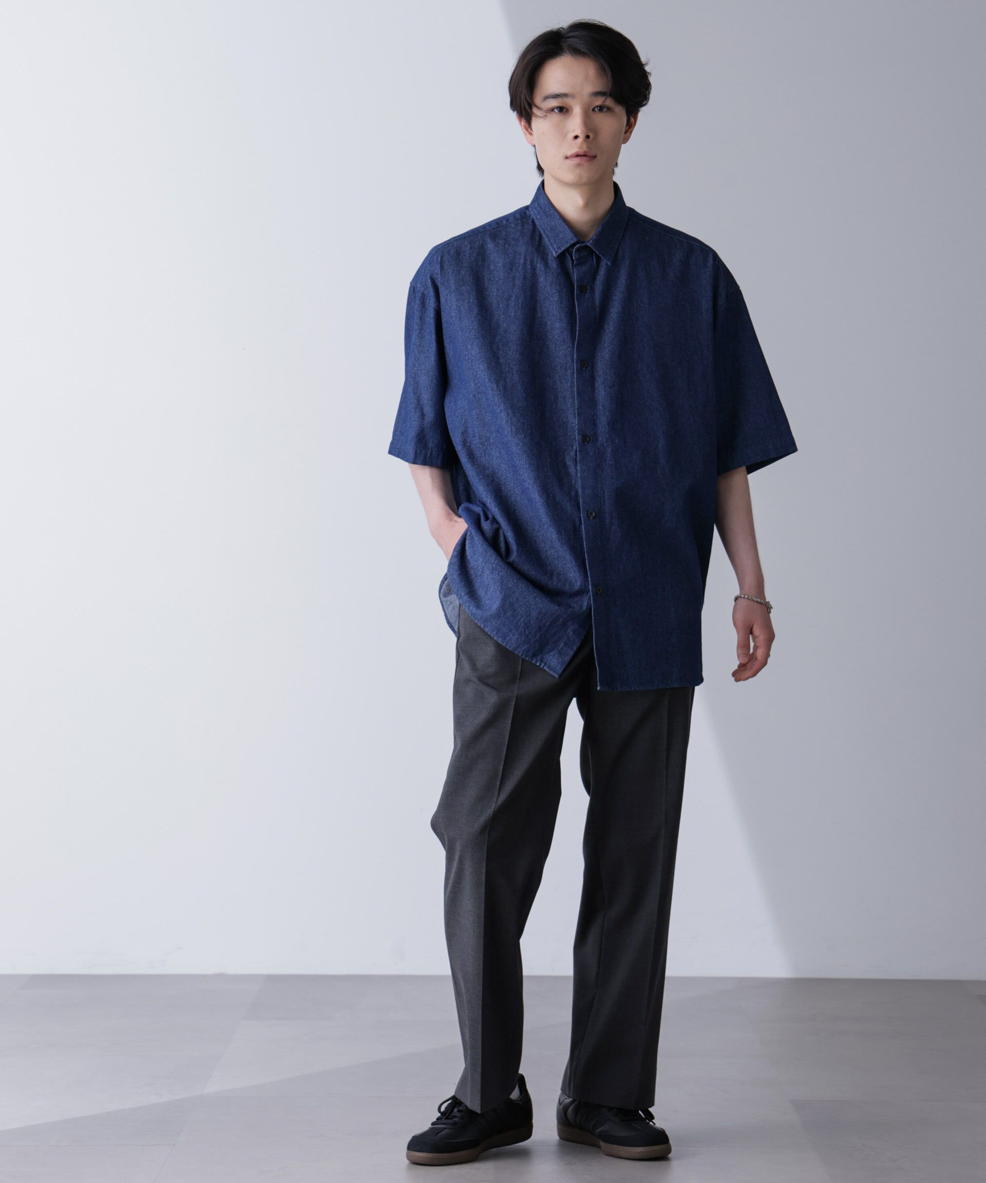 nano･universe「ライトデニムリラックスシャツ 半袖」|シャツ・ブラウス|
